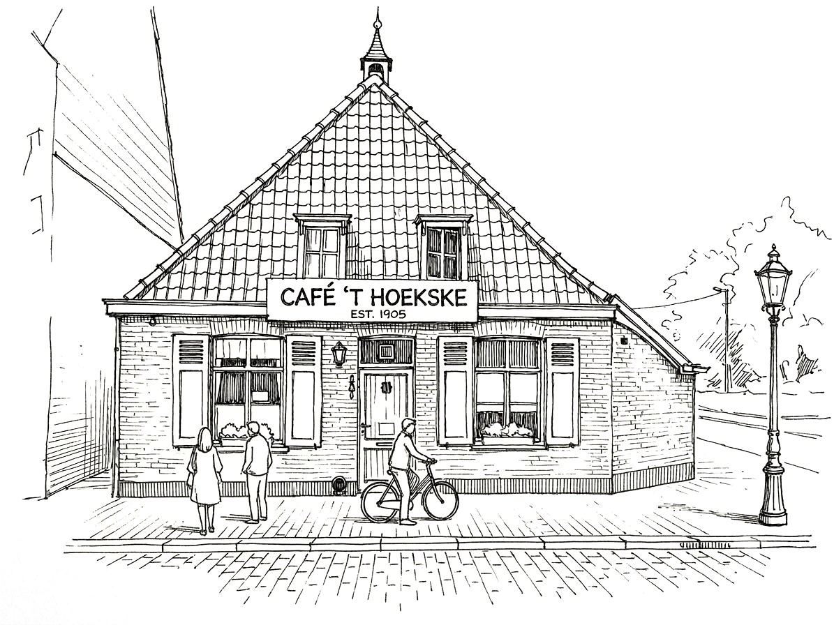 Pentekening van Café 't Hoekske, Polenplein 13, Ardooie